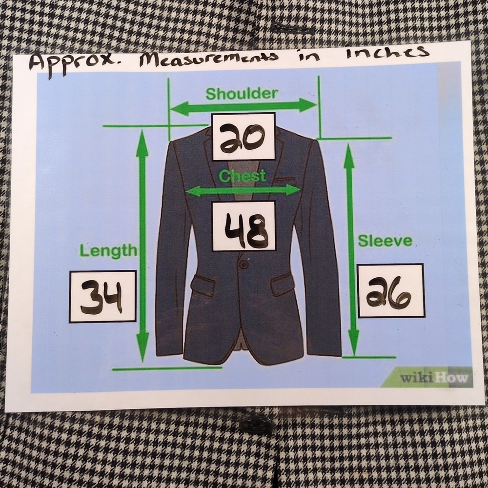 Murano Sport Coat 46 LONG Houndstooth Wool Cashmere 3 Button Jacket Italian Made - Picture 8 of 8